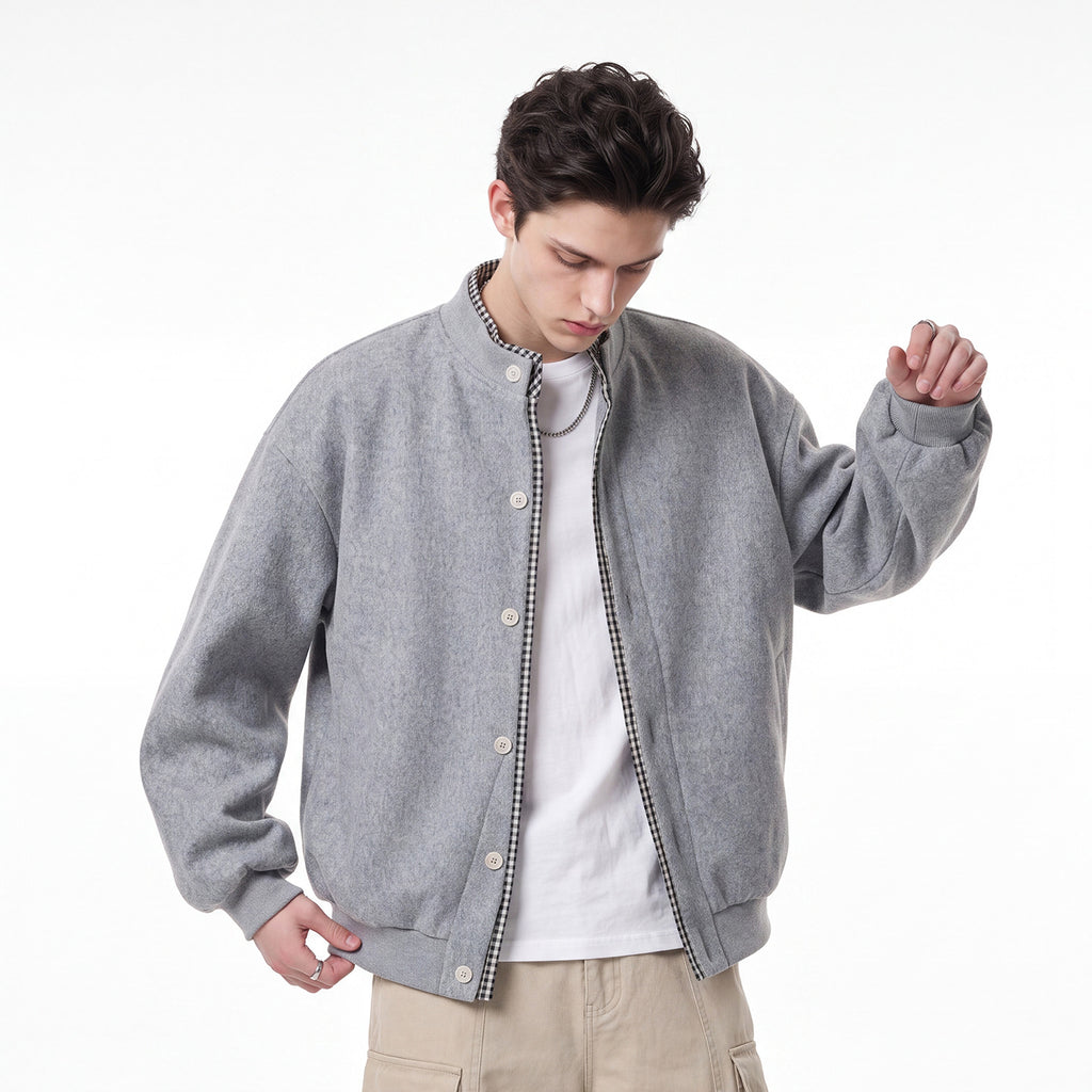 Bowser Men’s Oversized Button Bomber Jacket