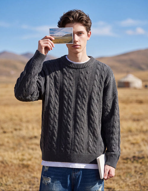 Bowser Men’s Oversized Cable Knit Sweater