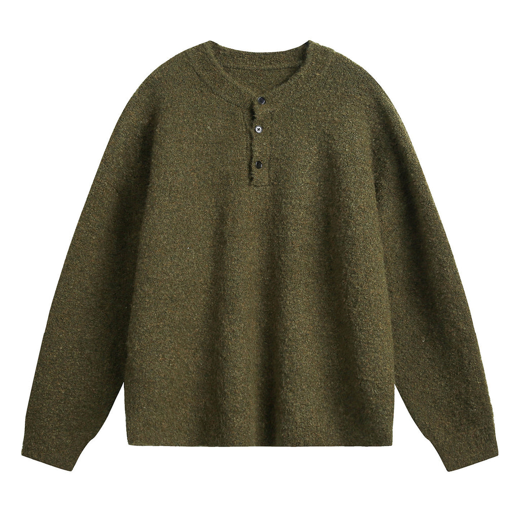 Bowser Men’s Oversized Knit Henley Sweater