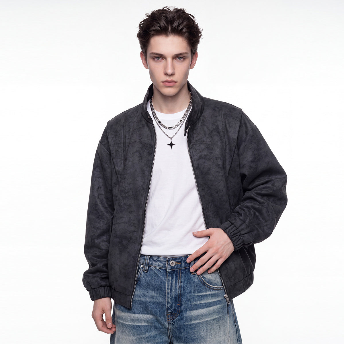 Bowser Men’s Oversized Faux Suede Jacket