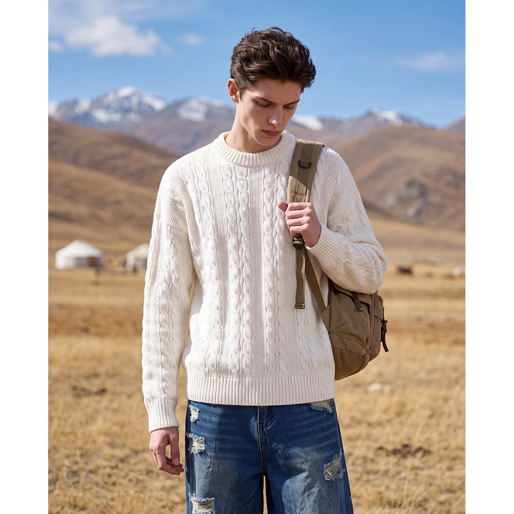 Bowser Men’s Oversized Cable Knit Sweater