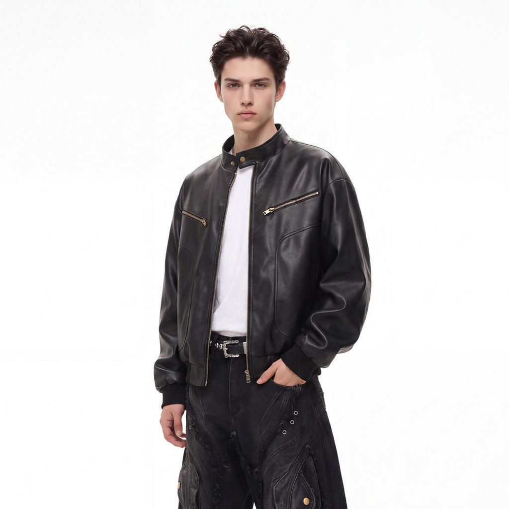 Bowser Men’s Oversized Faux Leather Jacket