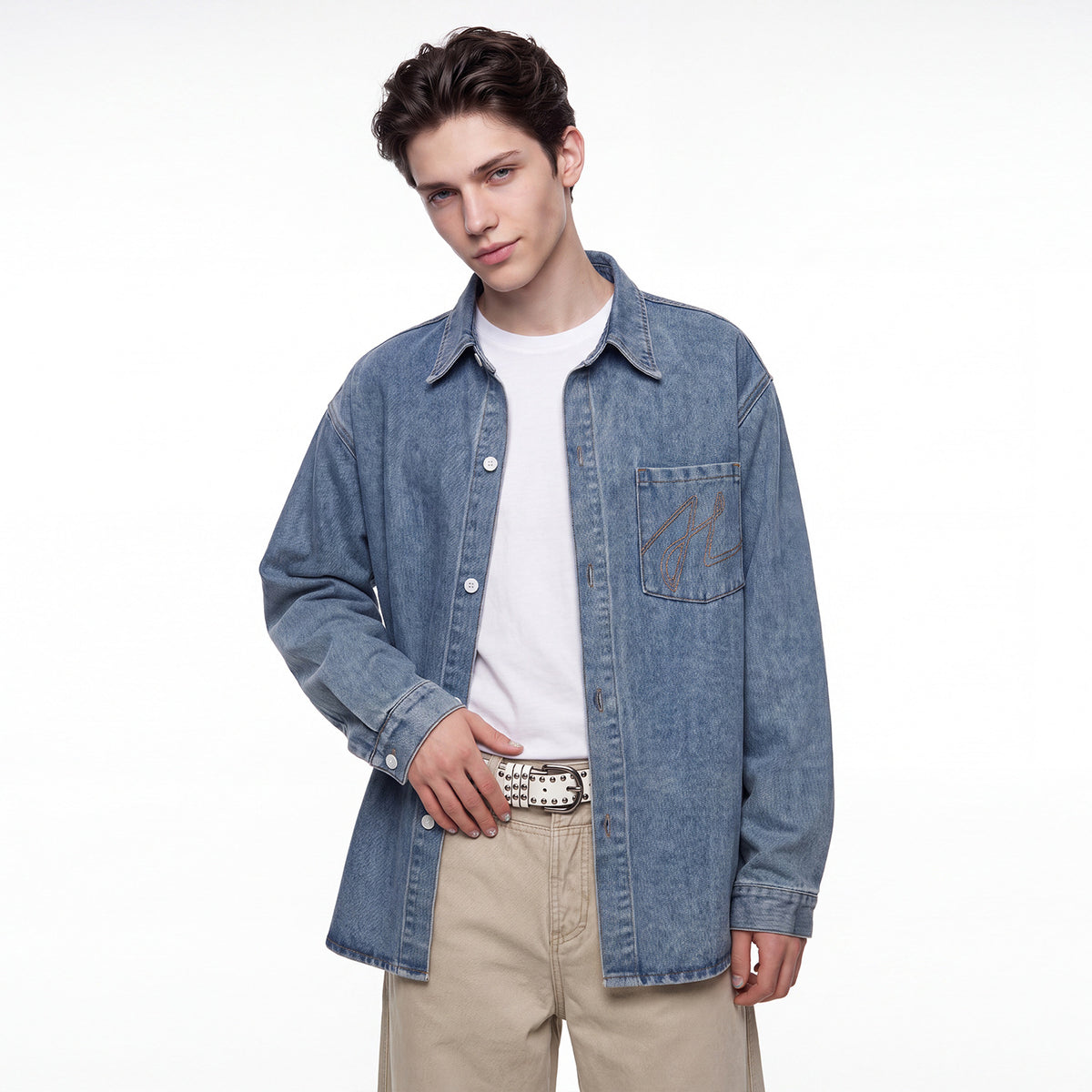 Bowser Men’s Oversized Denim Shirt Jacket