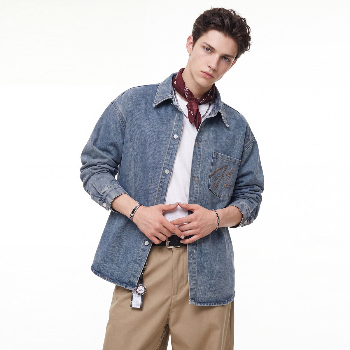 Bowser Men’s Oversized Denim Shirt Jacket