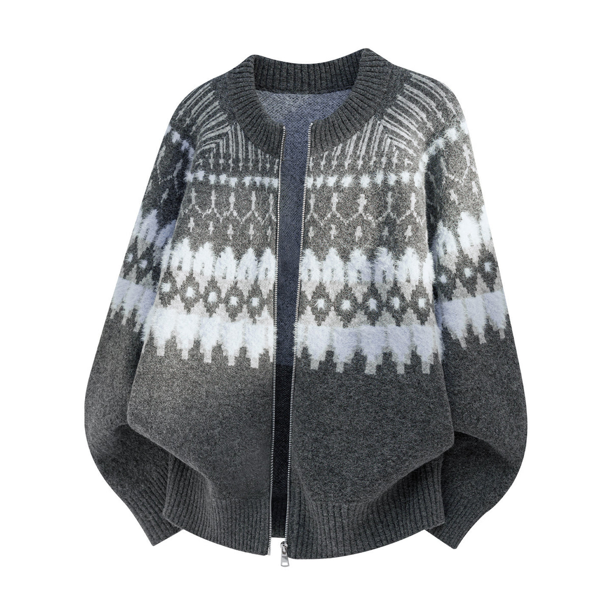 Bowser Men’s Oversized Fair Isle Zip Cardigan