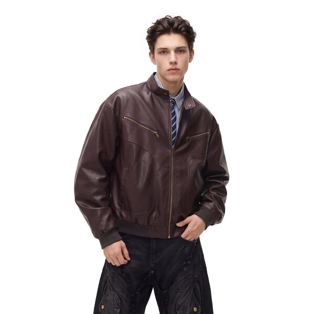 Bowser Men’s Oversized Faux Leather Jacket