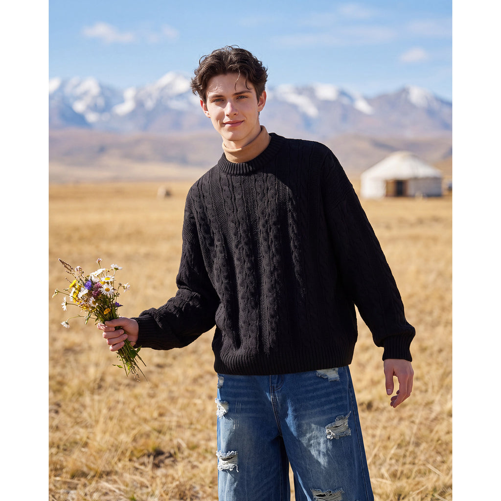 Bowser Men’s Oversized Cable Knit Sweater